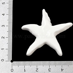 手作りの陶器ビーズ  ヒトデ  光沢釉の磁器  ホワイト  39.5~40x41.5~2x10~10.5mm  穴：2mm&nbsp;X-PORC-Z007-08B