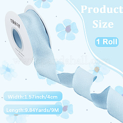 リネンリボン  フリルトリミング  ライトブルー  1-5/8インチ（39~40mm）  約9.84ヤード（9m）/ロール&nbsp;OCOR-WH20001-11D