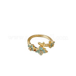 Brass Micro Pave Cubic Zirconia Cuff Open Rings for Women&nbsp;WGE0CB8-01