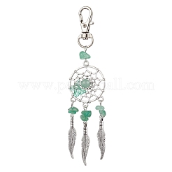 Woven Net/Web with Feather Alloy Pendant Decorations&nbsp;HJEW-JM03002