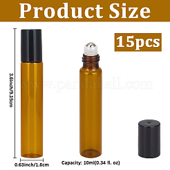 ガラス製エッセンシャルオイル空ローラーボールボトル15個  PPプラスチックキャップ付き  シエナ  1.6x9.15cm  10ml(0.34液量オンス)/ボトル&nbsp;CON-GF0001-26