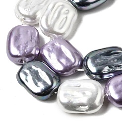 Electroplated Glass Shell Pearl Beads Strands&nbsp;BSHE-B009-F05-01