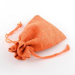 Polyester Imitation Burlap Packing Pouches Drawstring Bags&nbsp;ABAG-R005-9x7-11