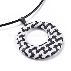Raffia Woven Pendants Necklaces&nbsp;NJEW-JN02357