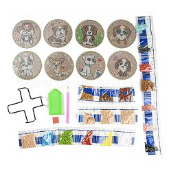DIY Dog Theme Diamond Painting Wood Cup Mat Kits&nbsp;DIY-H163-02