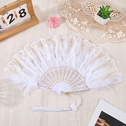 Plastic Folding Fan with Tassels&nbsp;AJEW-WH20130-170A