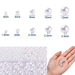 443個5サイズabsプラスチック模造パールビーズ  ラウンド  ホワイト  4~12mm  穴：1.6~2.3mm&nbsp;KY-YW0001-10