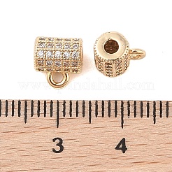 真鍮マイクロパヴェクリアキュービックジルコニアチューブベイル  ニッケルフリー  ゴールドカラー  8x7.5x5mm  穴：1.4mm  内径：2mm&nbsp;KK-B100-015G