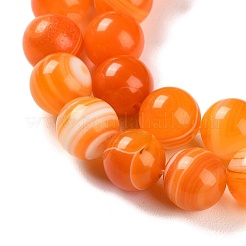 天然石縞瑪瑙/バンデットアゲートビーズ連売り  染め  ラウンド  オレンジ  10mm  穴：1.2mm  約19個/連  7.60''（19.3センチメートル）&nbsp;G-Z060-A01-C17
