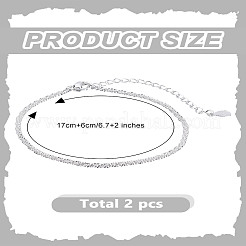 2Pcs Brass Micro Pave Cubic Zirconia Cable Chains Bracelets for Women&nbsp;BJEW-LP0011-12
