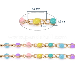 3.28フィート 304 ステンレススチール エナメル ツイストチェーン  ハンダ付け  ゴールドカラー  リンク：4.5x1.5x1mm&nbsp;X-STAS-R100-40A