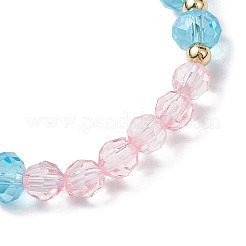 女性用透明アクリル＆ファセットガラスビーズストレッチブレスレット  ピンク  空色  内径：2インチ（5cm）&nbsp;BJEW-JB10627