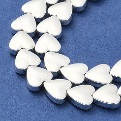 電気めっき合成非磁性ヘマタイト ビーズ 連売り  ハート  銀メッキ  8x8x3mm  穴：0.9mm  約49~51個/連  15.75''（40センチメートル）&nbsp;G-U003-19B-02