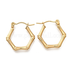 女性用304ステンレスフープピアス  イオンプレーティング（ip）  六角  18KGP本金メッキ  20x20x3mm&nbsp;EJEW-L296-066G
