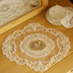 2Pcs Embroidered Vintage Polyester Lace Table Mat&nbsp;AJEW-CN0005-09A-01