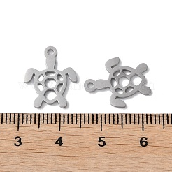 変色しない304ステンレススチールペンダント  レーザー切断  亀のチャーム  ステンレス鋼色  16x13x1mm  穴：1.6mm&nbsp;STAS-F300-06P