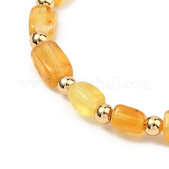 Natural Amber Cuboid Beads Stretch Bracelets for Women Men&nbsp;BJEW-JB13639-01