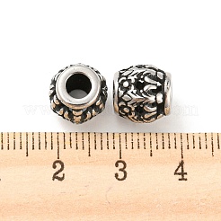 316サージカルステンレスビーズ  バレル  アンティークシルバー  10x9.5mm  穴：4mm&nbsp;STAS-Q304-13AS