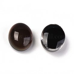 ガラスカボション  変化する色の雰囲気のカボション  オーバル  ブラック  12x10x6.5mm&nbsp;GLAA-R218-01