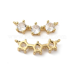 Rack Plating Brass Pave Clear Cubic Zirconia Connector Charms&nbsp;KK-O142-31G