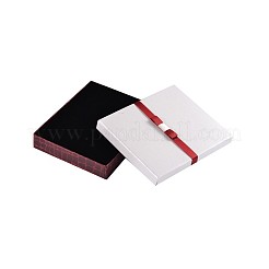 長方形ジュエリーセット厚紙箱  スポンジとリボン付き  ホワイト  16x13x3cm&nbsp;CBOX-N007-01A