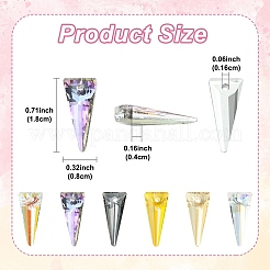 5本k9ガラスラインストーンペンダント  模造オーストリアのクリスタル  多面カット  三角形  ミックスカラー  18x8x4mm  穴：1.6mm&nbsp;GLAA-YW0004-89