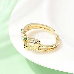 Brass Cuff Open Rings for Women&nbsp;RJEW-C164-05C-G