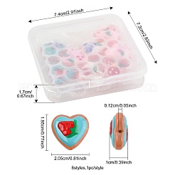 8Pcs 8 Colors Painted Glass Beads Enamel Beads Heart with Fruit&nbsp;LAMP-FS0001-51