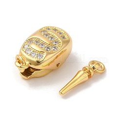 Rack Plating 925 Sterling Silver Micro Pave Clear Cubic Zirconia Bayonet Clasps&nbsp;STER-G038-15G