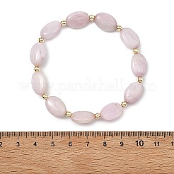 天然クンツァイトと非磁性合成ヘマタイトを使用した楕円形ビーズのストレッチブレスレット（女性用・男性用）  内径：2.09~2.17インチ（5.3~5.5cm）&nbsp;BJEW-JB13934-03