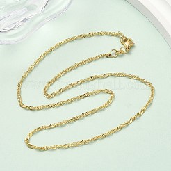 2.5mm真鍮シンガポールチェーンネックレス  カドミウムフリー＆鉛フリー  長持ちメッキ  ラックめっき  18KGP本金メッキ  17.72インチ（45cm）&nbsp;NJEW-P339-07G