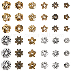 360 個 12 スタイル チベット スタイル合金ビーズ キャップ  花  ミックスカラー  6~11x6~11x2~4mm  穴：1~2mm  30個/スタイル&nbsp;TIBE-SC0002-39