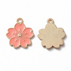 合金エナメルチャーム  さくらの花  ライトゴールド  ミックスカラー  20.5x17.5x1.5mm  穴：2mm&nbsp;ENAM-S121-115