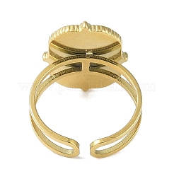 Ion Plating(IP) 304 Stainless Steel Enamel Rectangle with Star Cuff Finger Rings&nbsp;RJEW-L107-063G-02