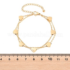 304 Stainless Steel Heart Link Double Layers Bracelets&nbsp;BJEW-D460-07G