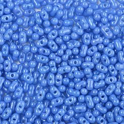 焼付塗装ガラスシードビーズ  ピーナッツ  コーンフラワーブルー  6x3.5x3mm  穴：1mm  約4500個/ポンド&nbsp;SEED-L011-09A-05