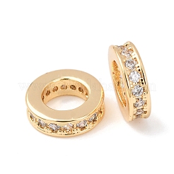 Brass Micro Pave Clear Cubic Zirconia European Beads&nbsp;KK-A279-17G