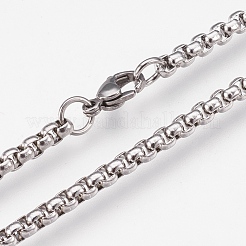 Non-Tarnish 304 Stainless Steel Box Chain/Venetian Chain Necklaces&nbsp;NJEW-G313-25P