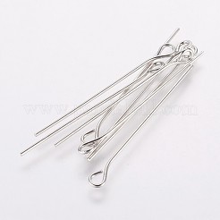 ラックメッキ真鍮アイピン  カドミウムフリー＆鉛フリー  長持ちメッキ  電気めっき  プラチナ  40x0.7mm&nbsp;KK-E680-01-0.7x40mm-P