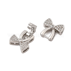 Brass Micro Pave Clear Cubic Zirconia Fold Over Clasps&nbsp;KK-C075-04P