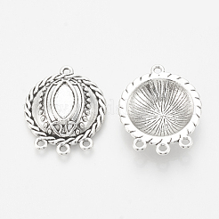 Tibetan Style Alloy Cabochon Connector Settings&nbsp;TIBE-N005-07AS-LF