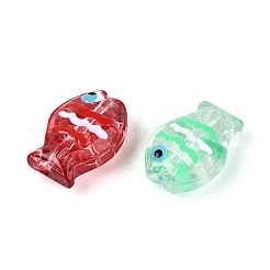 手作りランプワークビーズ連売り  魚  ミックスカラー  14~14.5x10~10.5x6~7mm  穴：0.7mm  約20個/連  11.42インチ（29cm）&nbsp;LAMP-N036-16