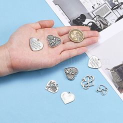 混合チベットスタイル合金ハートペンダント  アンティークシルバー  16~30x16~30x3~4mm  穴：1~2mm&nbsp;TIBEP-X0004-02-AS
