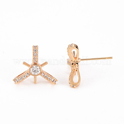 Brass Micro Pave Clear Cubic Zirconia Stud Earrings Findings&nbsp;KK-T062-119G-NF