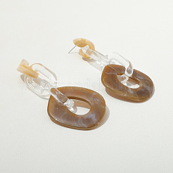 アクリル製オーバルダングルスタッドピアス  キャメル  110x35mm&nbsp;FS-WG6993B-02