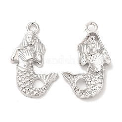合金ペンダント  人魚  プラチナ  34x21x4mm  穴：2.5mm  約374個/1000g&nbsp;PALLOY-R143-28P
