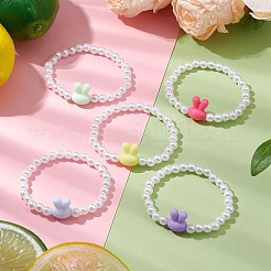 Easter Rabbit Acrylic Beaded Stretch Bracelets&nbsp;BJEW-JB11292