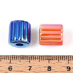UVメッキ不透明アクリルビーズ  虹色の  コラム  ミックスカラー  12~12.5x11.5mm  穴：3.8mm&nbsp;OACR-N153-14