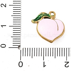 304ステンレスペンダント  エナメル  ゴールドカラー  桃  15.5x15x6mm  穴：1.4mm&nbsp;LS-STAS-D129-12A-G