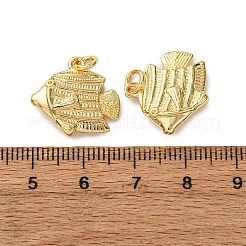 真鍮チャーム  丸カン付き  ラックめっき  長持ちメッキ  鉛フリー＆カドミウムフリー  18KGP本金メッキ  魚  17x18x4.5mm  穴：3.5mm&nbsp;KK-A271-09K-G